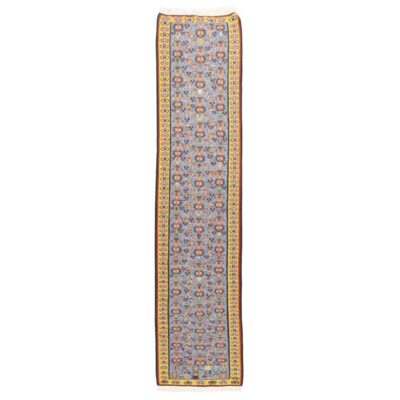Tapis de Couloir Kilim Persan en Laine Authentique Tissé à la Main à Sanandaj Bleu