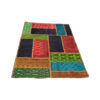 Tapis Persan Vintage Patchwork Noué à la Main Rouge & Noir