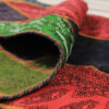 Tapis Persan Vintage Patchwork Noué à la Main Rouge & Noir