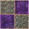 Tapis Persan Vintage Patchwork Noué à la Main Paisley Violet