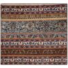 Tapis Persan Vintage Patchwork Noué à la Main Rayé Marron