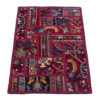 Tapis Persan Vintage Patchwork Noué à la Main Cramoisi