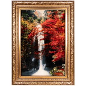 Hand-Knotted Persian Pictorial Rug from Tabriz Depicting Waterfall