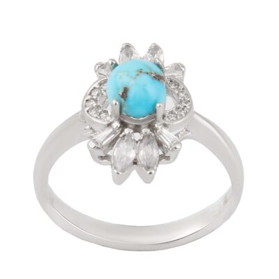 Bague en Argent Persan Faite Main avec Turquoise de Neyshabur