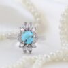 Bague en Argent Persan Faite Main avec Turquoise de Neyshabur