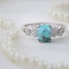 Bague Plaquée Rhodium pour Femme avec Turquoise de Neyshabur