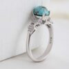 Bague Plaquée Rhodium pour Femme avec Turquoise de Neyshabur