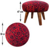 Pouf persan rouge traditionnel avec pieds en bois et tissu en velours Artemis