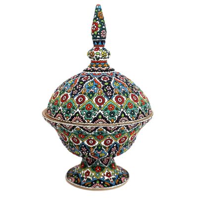 Sucrier en Poterie Persane Fait Main avec Couvercle – Minakari Émaillé Ciel Artistique