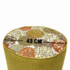 Pouf rond floral vert avec pieds en bois