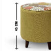 Pouf rond floral vert avec pieds en bois
