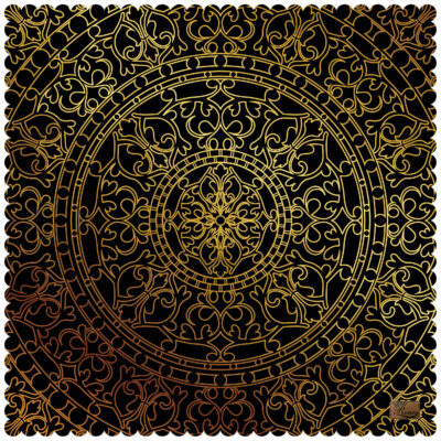 Nappe en Velours Élégance Persane Mandala Or et Noir