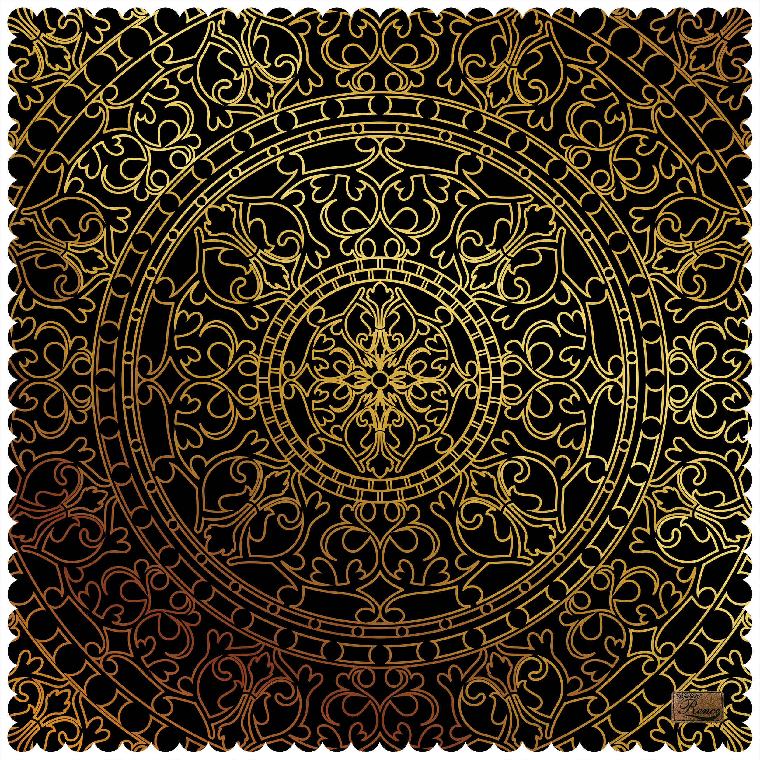 Nappe en Velours Élégance Persane Mandala Or et Noir