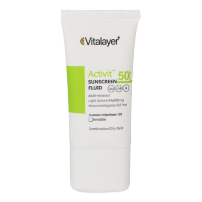 Vitalayer Fluide Solaire Incolore SPF50 pour Peaux Mixtes et Grasses