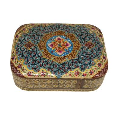 Boîte à cartes en bois persan – Émaillage Khatam Floral