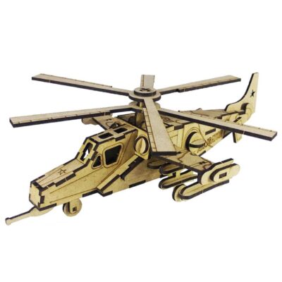 Kit de Modèle Puzzle 3D en Bois 64-Pièces – Hélicoptère d’attaque