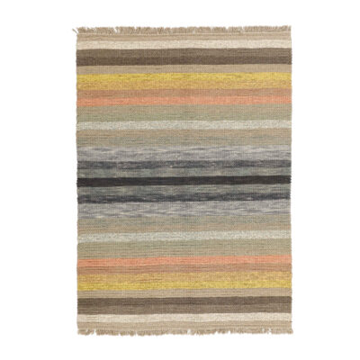 Tapis Gabbeh en laine persane artisanal véritablement tissé à la main rayé