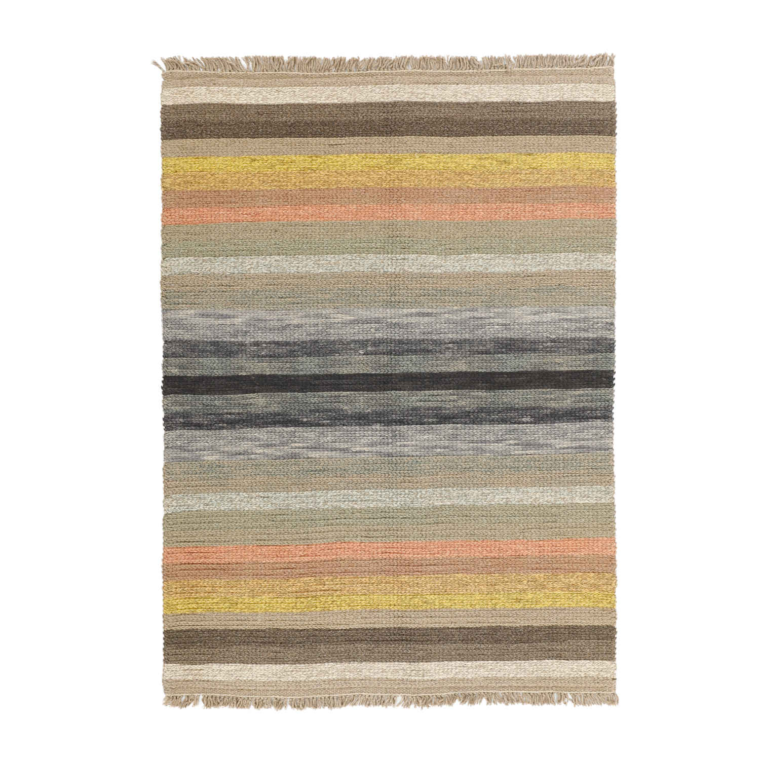 Tapis Gabbeh en laine persane artisanal véritablement tissé à la main rayé