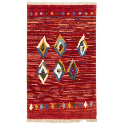 Tapis en laine Gabbeh persan authentique tissé à la main en Fars géométrique