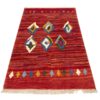 Tapis en laine Gabbeh persan authentique tissé à la main en Fars géométrique