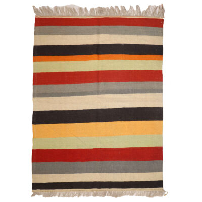 Tapis Kilim en laine persane authentique tissé à la main en Isfahan rayé