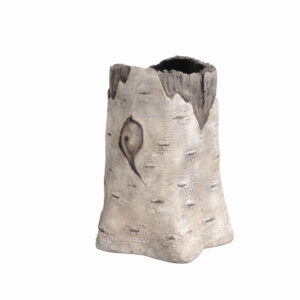 Vase en béton fait main avec design tronc d’arbre