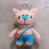 Porte-clés crochet fait main - Forme d'animal chat