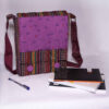 Sac bandoulière avec motif floral rayé en violet pour femmes