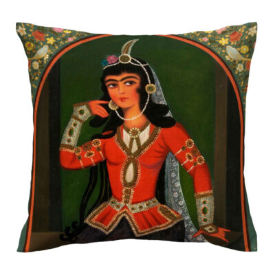 Housse de coussin en velours – Design Dame iranienne traditionnelle (Set de 2)
