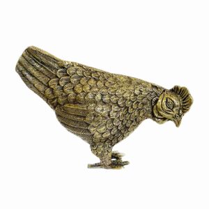 Figurine décorative de poule en laiton – Sculpture d’animal de ferme