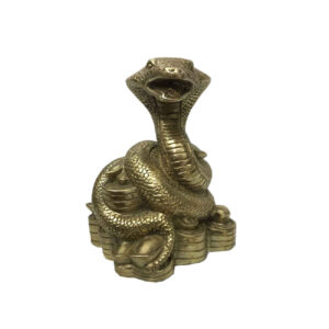 Figurine décorative de serpent en laiton enroulé sur de l’argent – Art symbolique de reptile
