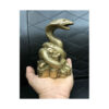 Figurine décorative de serpent en laiton enroulé sur de l'argent - Art symbolique de reptile