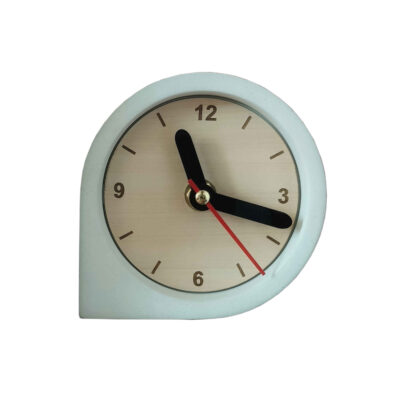 Horloge de bureau en béton fait main – Minimaliste ronde grise