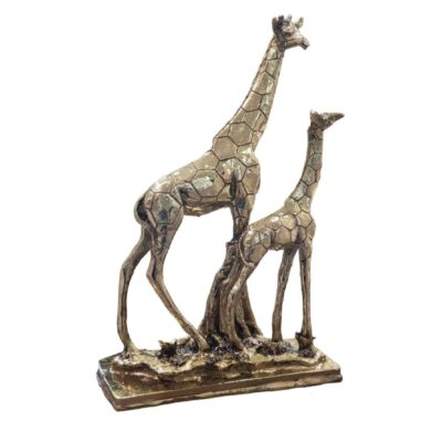 Figurine décorative de girafe dorée – Sculpture d’animal safari grand