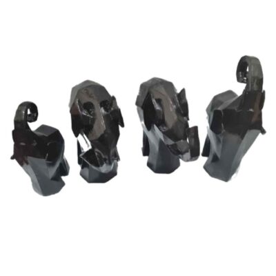 Figurine géométrique de mammouth cubisme noir – Art fait main