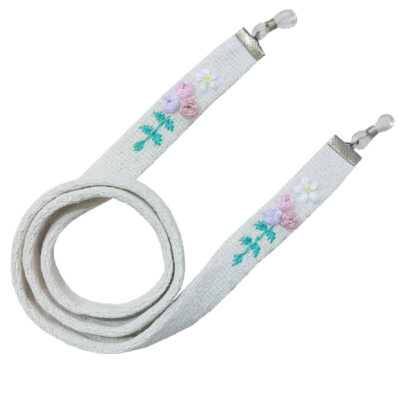 Sangle de lunettes – Broderie artisanale florale
