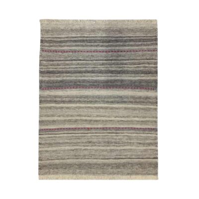 Tapis Kilim en laine persane véritablement tissé à la main rayé crème