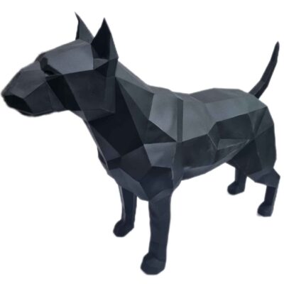 Figurine géométrique de Doberman cubisme – Sculpture artisanale unique