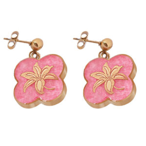 Boucles d’oreilles pendantes plaquées or, motif floral pour femmes
