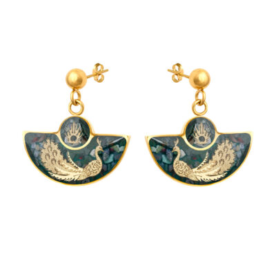 Boucles d’oreilles pendantes plaquées or, attrape-rêves artisanal avec agate