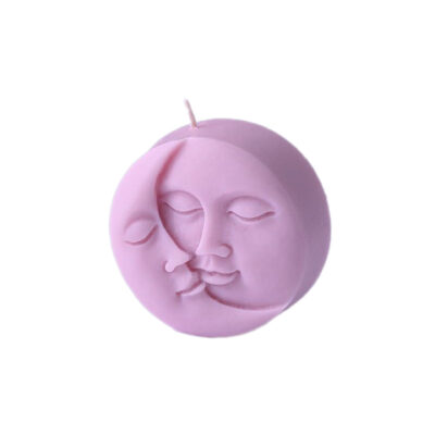Bougie sculpture artisanale avec design de la lune et du soleil