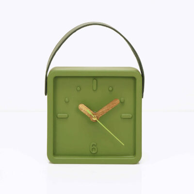 Horloge de bureau en béton fait main – Minimaliste verte