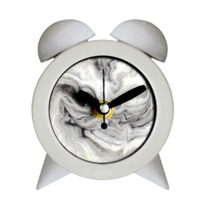 Horloge à Clochettes en Béton Fait Main – Motif Marbre