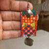 Persian Embroidered Earrings Traditional Needlework Red