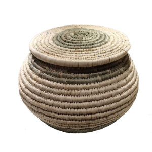 Panier de rangement en feuille de palmier tissé à la main persan avec couvercle rond