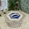 Panier de rangement tissé à la main avec couvercle, design hexagonal