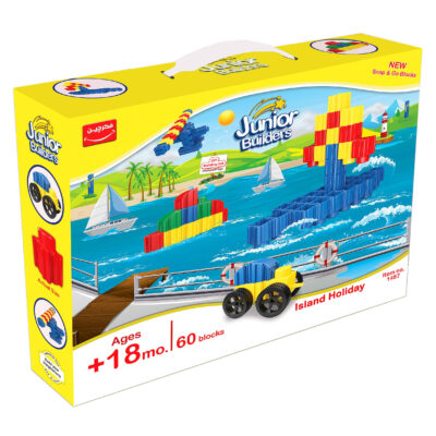 Junior Builders : Ensemble de construction Île de construction – Thème de vacances, 60 pièces pour enfants à partir de 18 mois