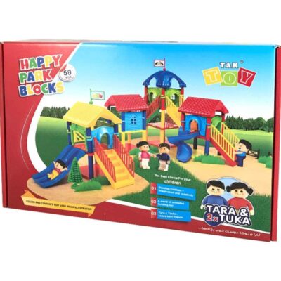 Tak Toy : Blocs de construction du parc heureux – Ensemble de jouets amusant, 58 pièces