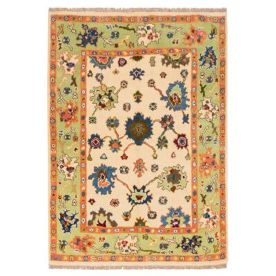 Tapis persan original avec laine noué à la main à Kashmar bordure florale