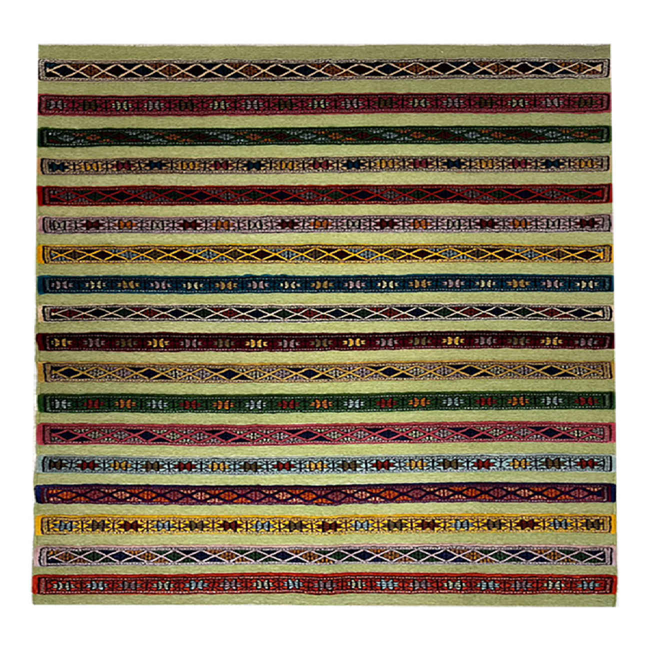 Tapis en laine Kilim persan original tissé à la main en Golestan rayé